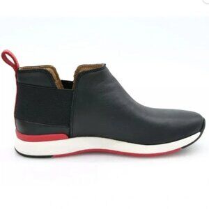 VIONIC Cece Leather Ankle Booties pull on shoes comfort Black Red Size 5